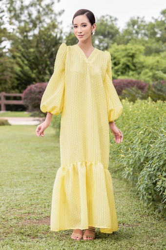 OLEANA DRESS IN PARCHMENT YELLOW